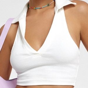 MOTEL X BARBARA KRISTOFFERSEN MEIKEN CROP TOP IN RIB IVORY